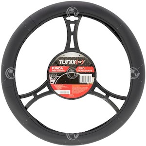 FUNDA VOLANTE VINIL COSTURAS ONDAS NEGRA FUNDA VOLANTE VINIL COSTURAS ONDAS NEGRA